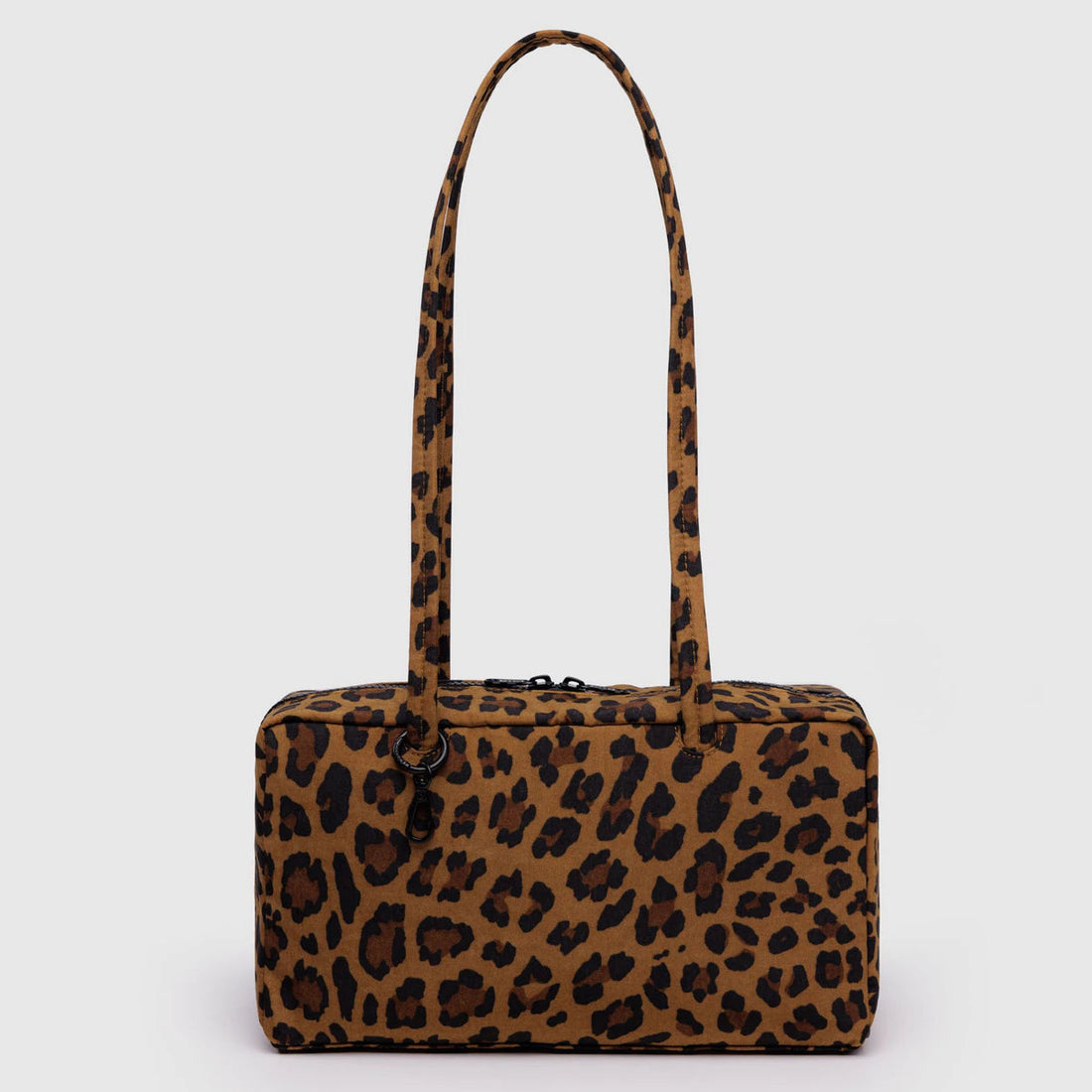Leopard print nylon bowler handbag 