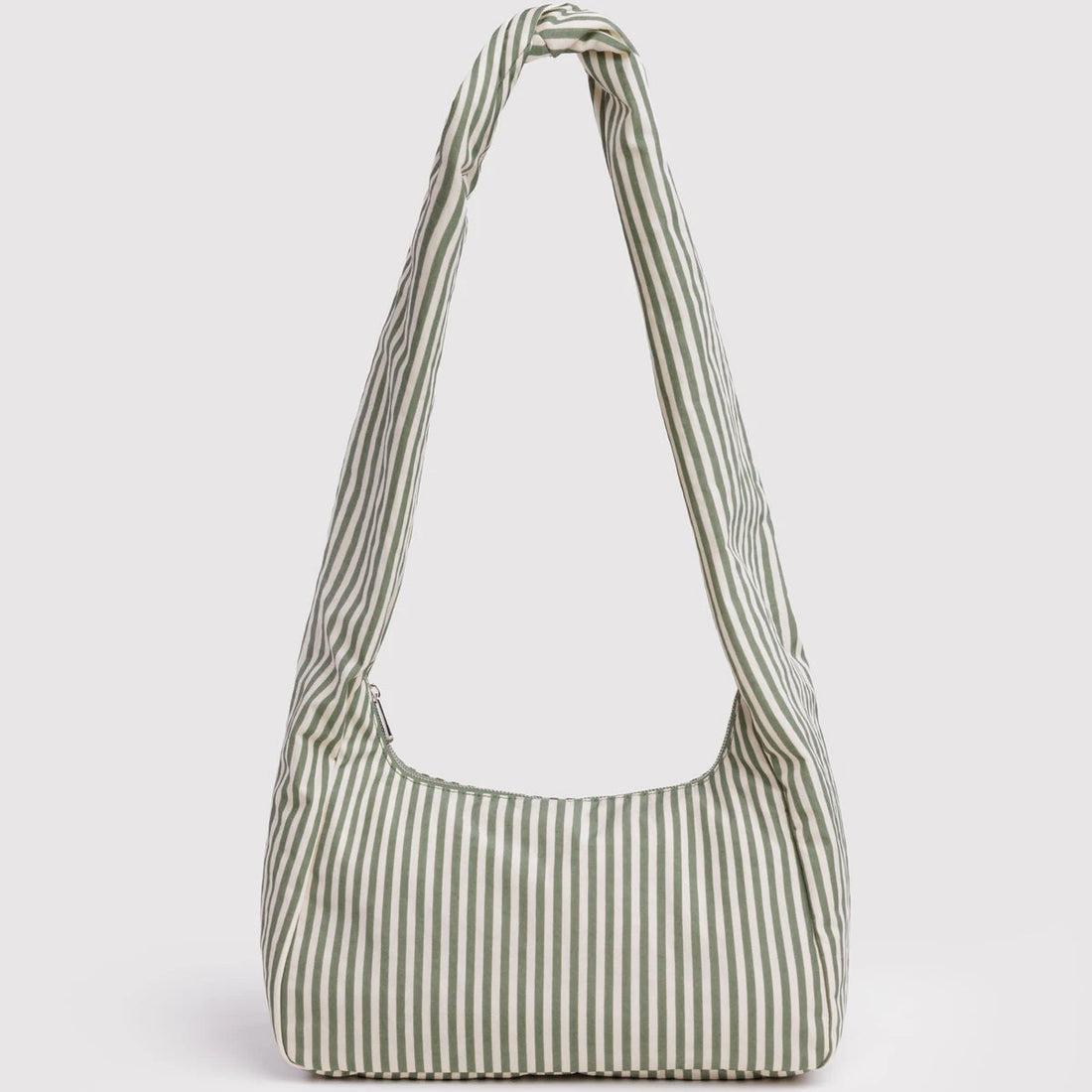 sage and white striped nylon shoulder bag 