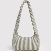 sage and white striped nylon shoulder bag 