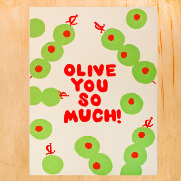 punny olive themed love greeting card 