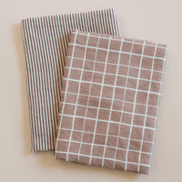 Linen Tea Towel - Loose Grid Mocha
