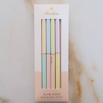 Pastel Lights Duo Tone Slim Black Ballpoint Pen Set 