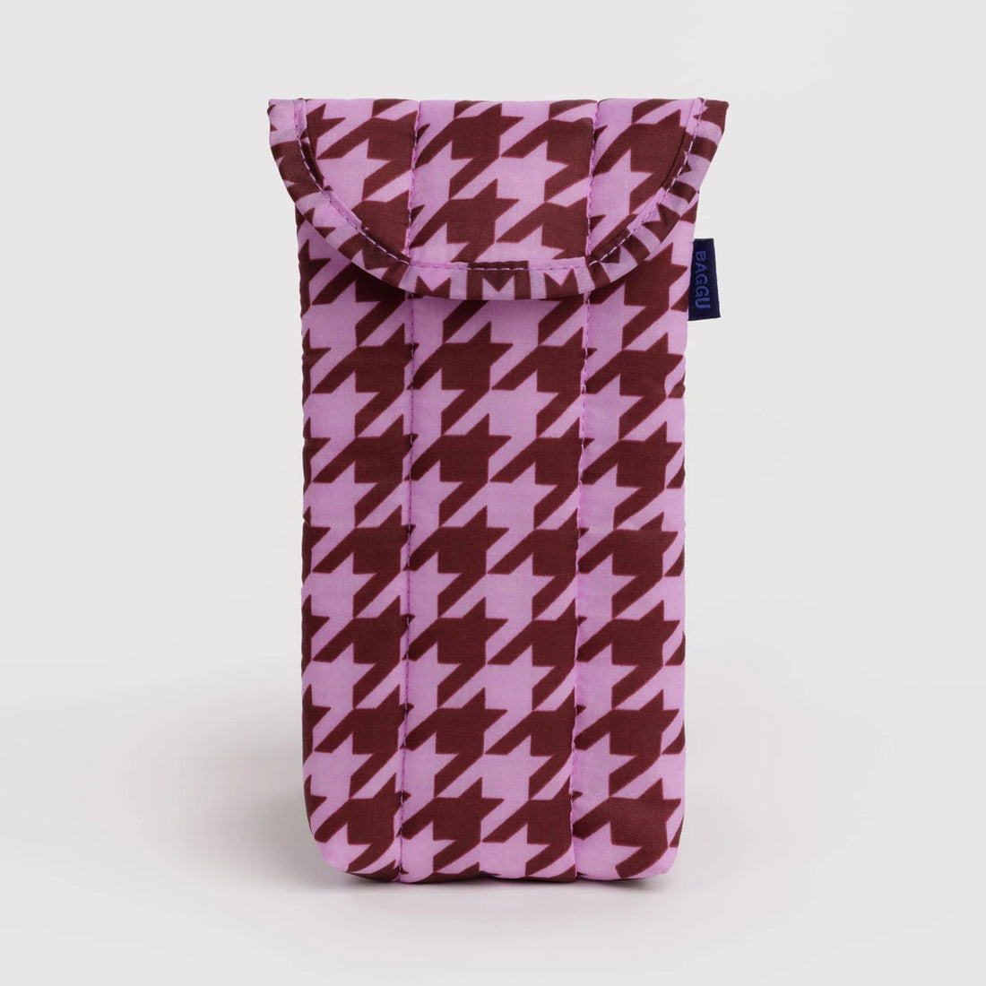 pink houndstooth patterned puffy glasses sleeve