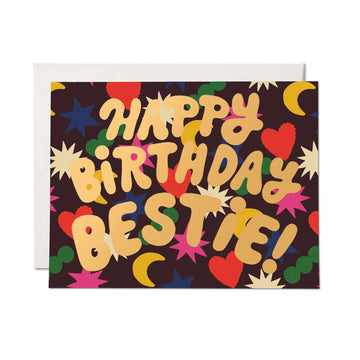 happy birthday bestie card with gold foil a