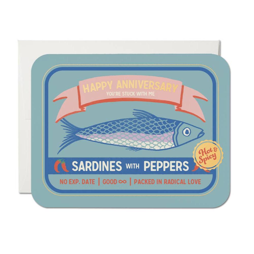 Anniversary card made to look like a sardine can