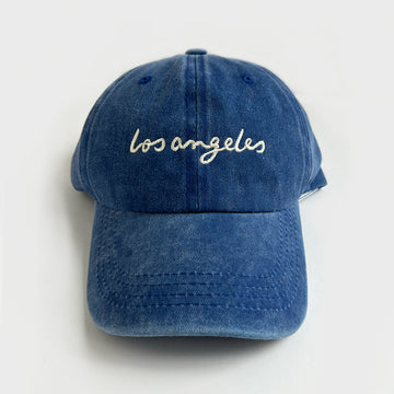los angeles lettered hat vintage washed royal blue