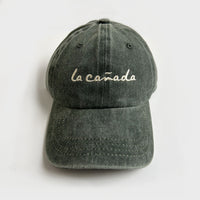 la Cañada lettered hat vintage washed forest green