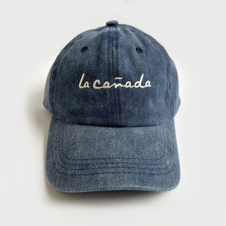 la Cañada lettered hat vintage washed navy