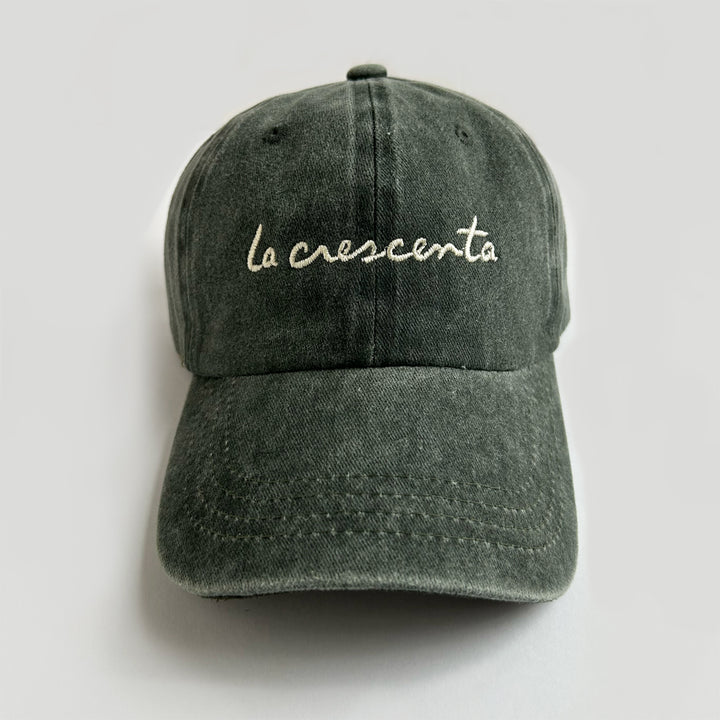 lettered vintage washed baseball cap with la crescenta on it 