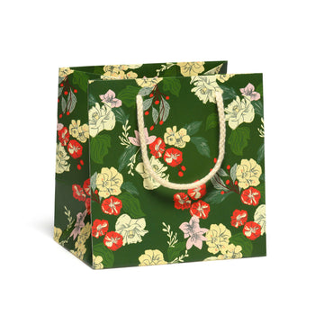 small green and red floral gift bag