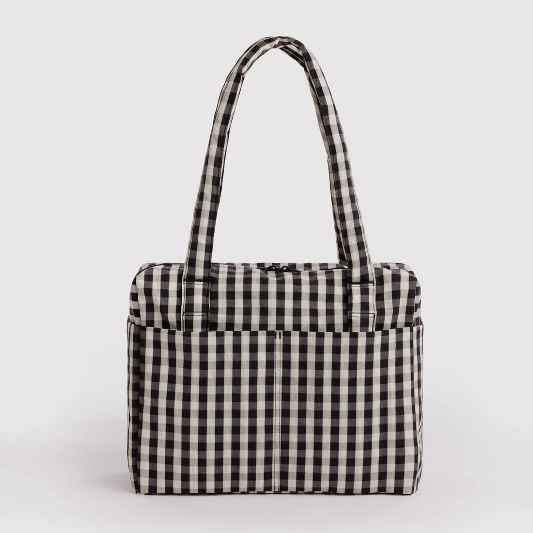 black and cream gingham small cloud carry on 