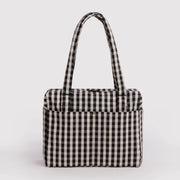 black and cream gingham small cloud carry on 