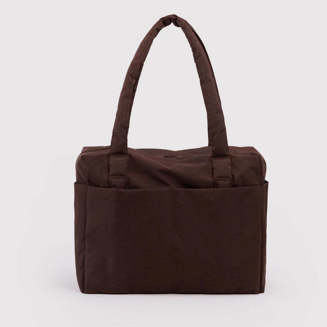 small brown carry-on bag with laptop sleeve