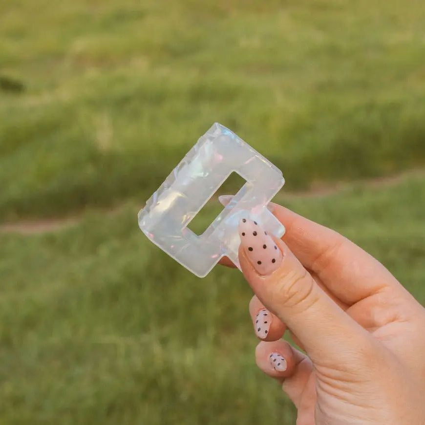 small 2 inch hair claw pearly transparent color