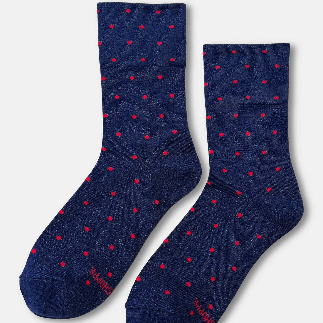 le bon sneaker socks polka dot in ink blue and red 