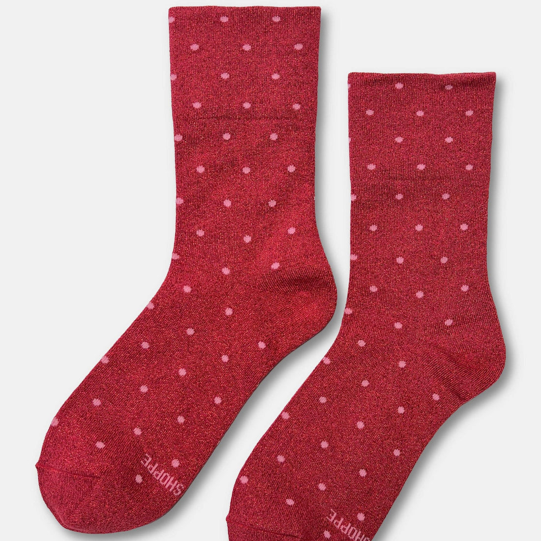 le bon sneaker socks in polka dot red pink