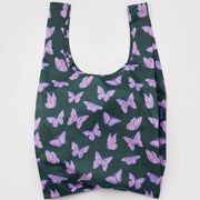 Reusable bag with purple butterfly pattern