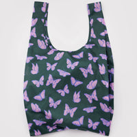 Reusable bag with purple butterfly pattern