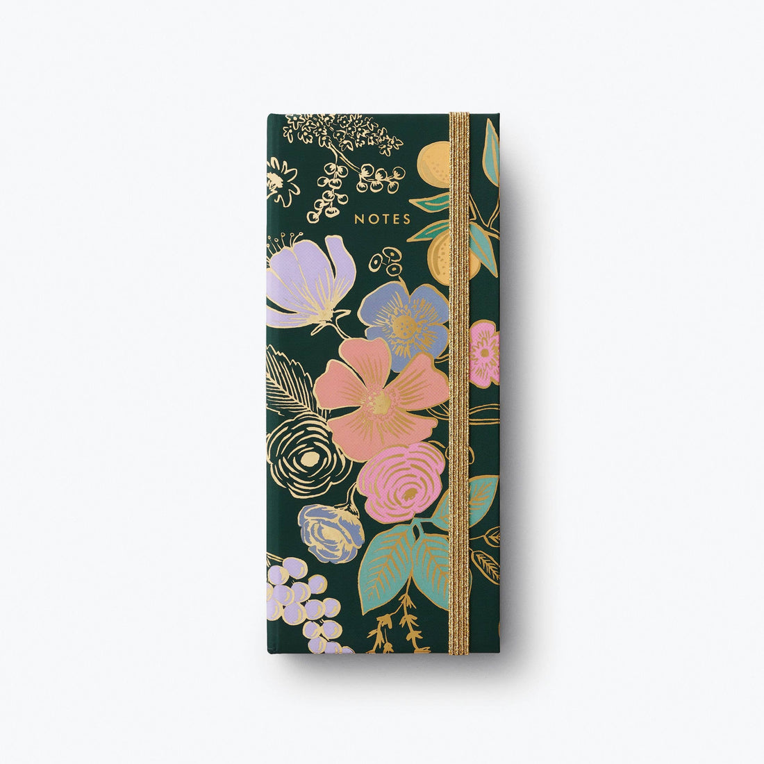 Floral notebook with 'NOTES' text on a green background