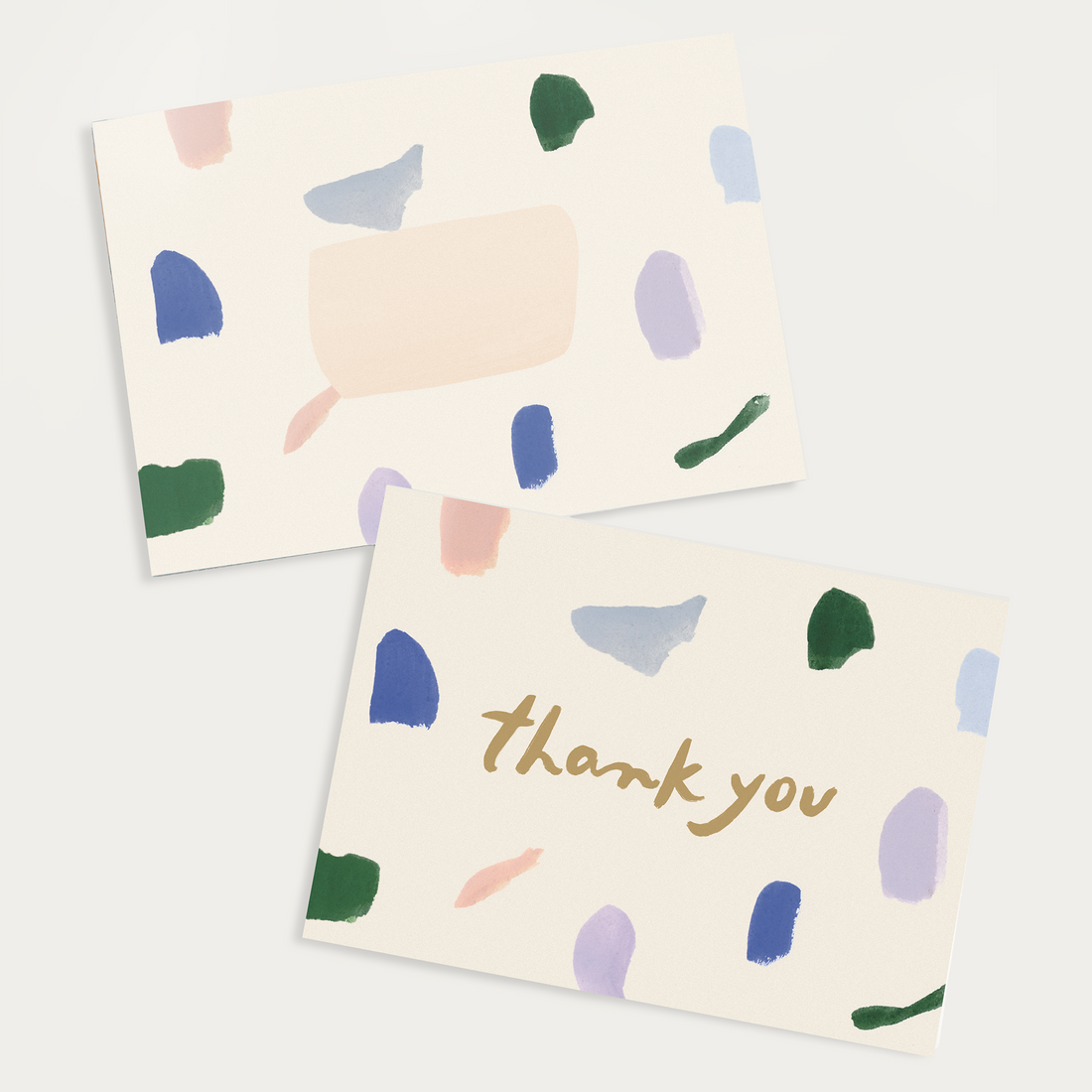 thank you note card and envelope with a painterly strokes design 