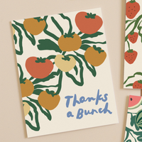 Card with a tomato illustration and 'Thanks a Bunch' text 