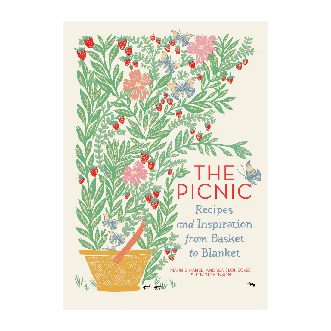 Book cover of 'The Picnic' with a floral design and yellow picnic basket.