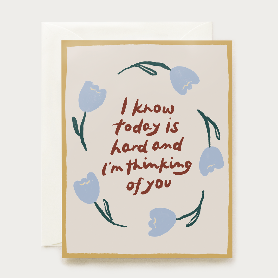 Greeting card with blue flowers for a hard time