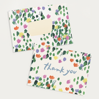 tulip field patterned thank you flat note card and envelope