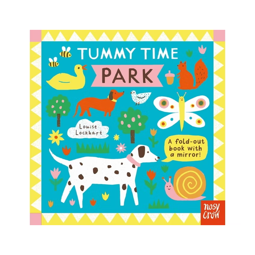 Book cover of 'Tummy Time Park' with colorful illustrations and text.