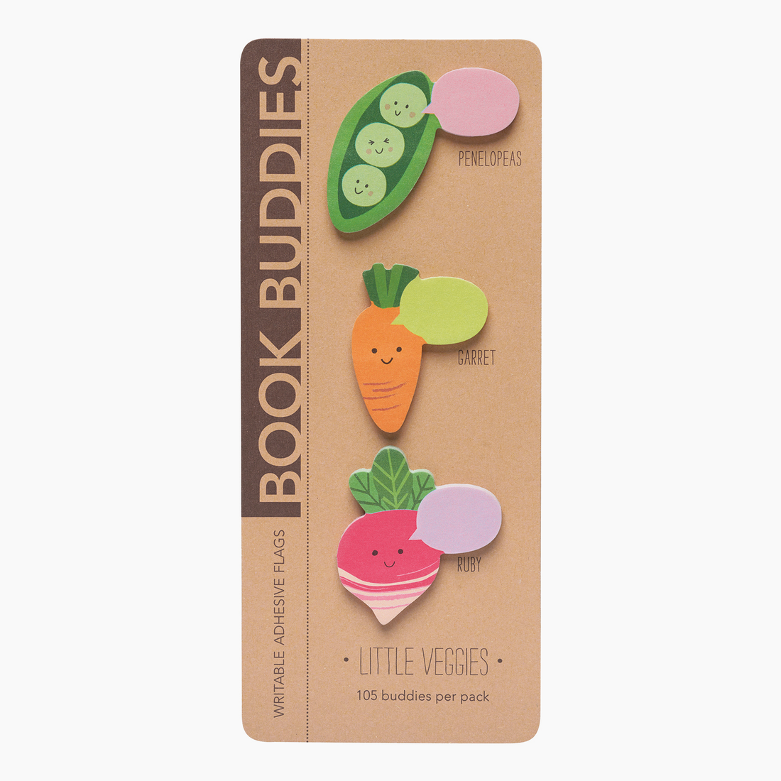 Book buddies with vegetable designs sticky notes