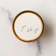 Olive leaf and lemon scented soy candle customized label you did it 