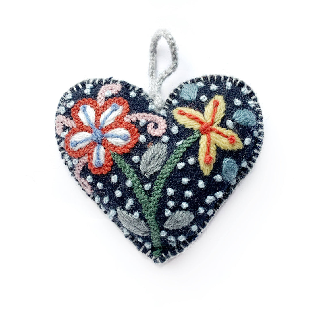 Colorful Heart Ornament - Navy