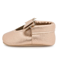 Rose Gold Bow Baby Moccasins