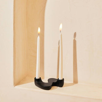 "S" Style Nordic Concrete Candle Holder - Black