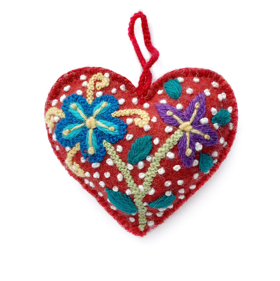 Colorful Heart Ornament - Red