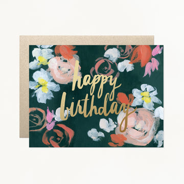 Coral Florals Happy Birthday Card