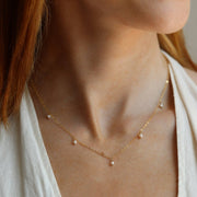 gold fill or sterling silver necklace with 5 delicate pearls 