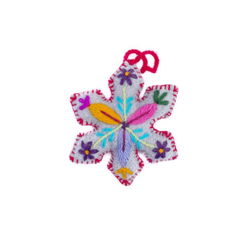 Colorful Snowflake Embroidered Ornament - Gray