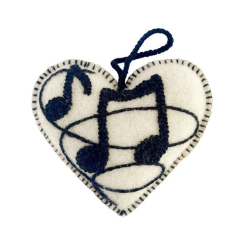 Music Note Embroidered Heart Ornament