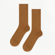 Cashmere Rib Men's Crew Socks - Camel